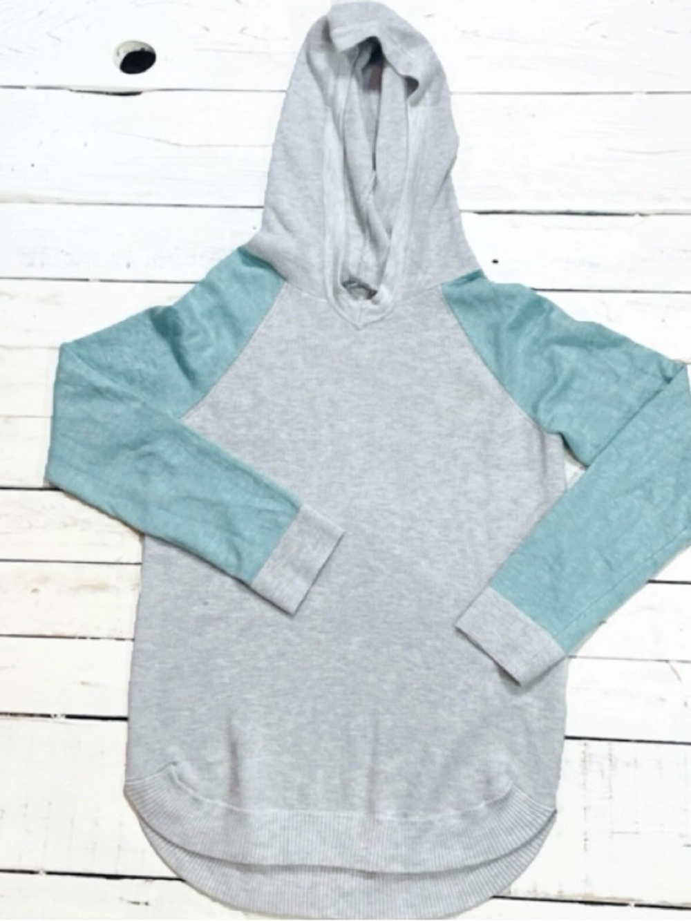 Cozy Womens Loungewear Hoodie Thermal Shirt Size S Gray Green Pullover